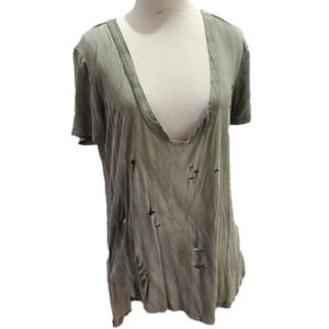 Emory park distressed long crew neck t shirt